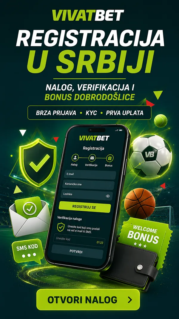 Vivatbet registracija u Srbiji prikazana kao vertikalni mobilni promo